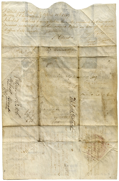 Thomas Jefferson Ship's Papers Signed as President -- Countersigned by James Madison